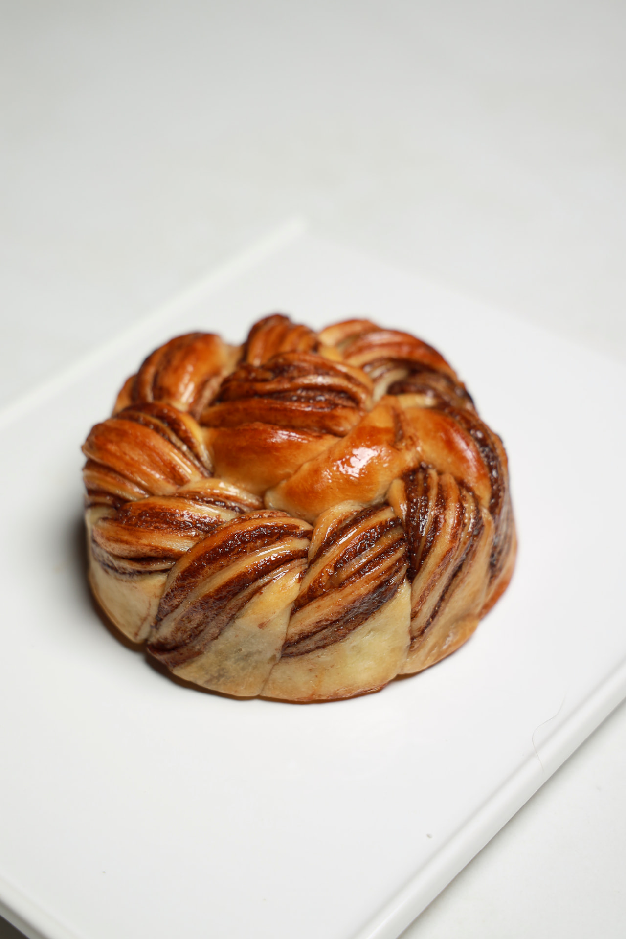 Nutella Twist pastry on a ceramic plate